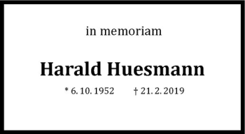Anzeige von Harald Huesmann von Westfälische Nachrichten