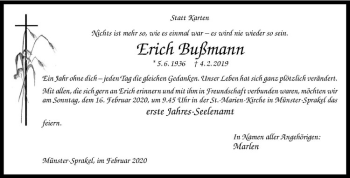 Anzeige von Erich Bußmann von Westfälische Nachrichten