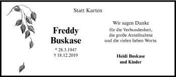 Anzeige von Freddy Buskase von Westfälische Nachrichten
