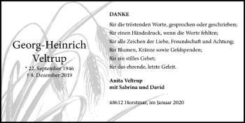 Anzeige von Georg-Heinrich Veltrup von Westfälische Nachrichten