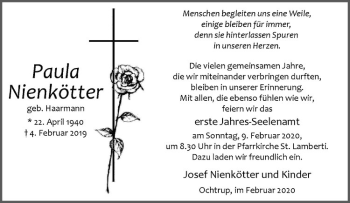 Anzeige von Paula Nienkötter von Westfälische Nachrichten