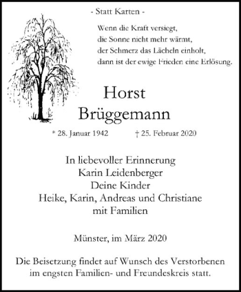 Anzeige von Horst Brüggemann von Westfälische Nachrichten