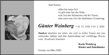 Anzeige von Günter Weinberg von Westfälische Nachrichten