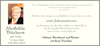 Anzeige von Mathilde Böckers von Westfälische Nachrichten