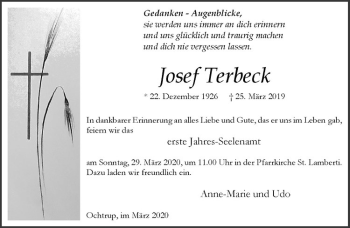 Anzeige von Josef Terbeck von Westfälische Nachrichten