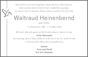 Anzeige von Waltraud Heinenbernd von Westfälische Nachrichten
