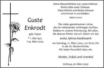 Anzeige von Guste Enkrodt von Westfälische Nachrichten