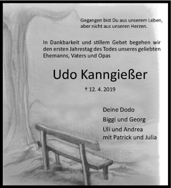 Anzeige von Udo Kanngießer von Westfälische Nachrichten