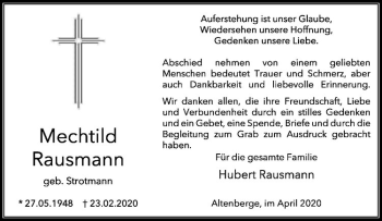 Anzeige von Mechtild Rausmann von Westfälische Nachrichten