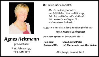 Anzeige von Agnes Heitmann von Westfälische Nachrichten