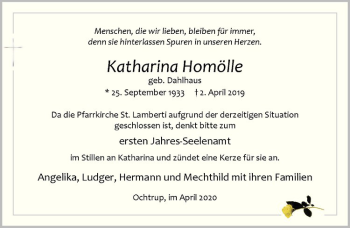 Anzeige von Katharina Homölle von Westfälische Nachrichten