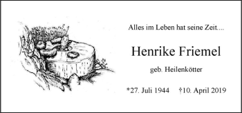 Anzeige von Henrike Friemel von Westfälische Nachrichten