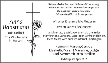 Anzeige von Anna Ransmann von Westfälische Nachrichten