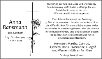 Anzeige von Anna Ransmann von Westfälische Nachrichten