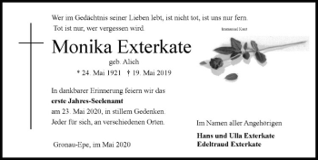 Anzeige von Monika Exterkate von Westfälische Nachrichten