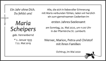 Anzeige von Maria Scheipers von Westfälische Nachrichten