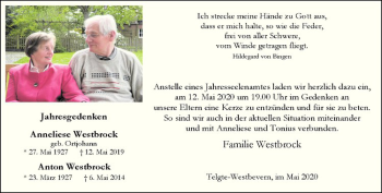 Anzeige von Anton Westbrock von Westfälische Nachrichten