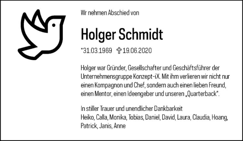  Traueranzeige für Holger Schmidt vom 24.06.2020 aus Westfälische Nachrichten