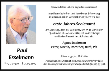 Anzeige von Paul Esselmann von Westfälische Nachrichten