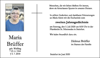 Anzeige von Maria Brüffer von Westfälische Nachrichten