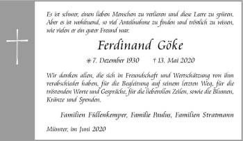 Anzeige von Ferdinand Göke von Westfälische Nachrichten