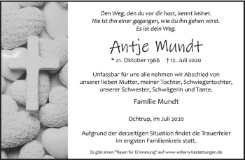 Anzeige von Antje Mundt von Westfälische Nachrichten