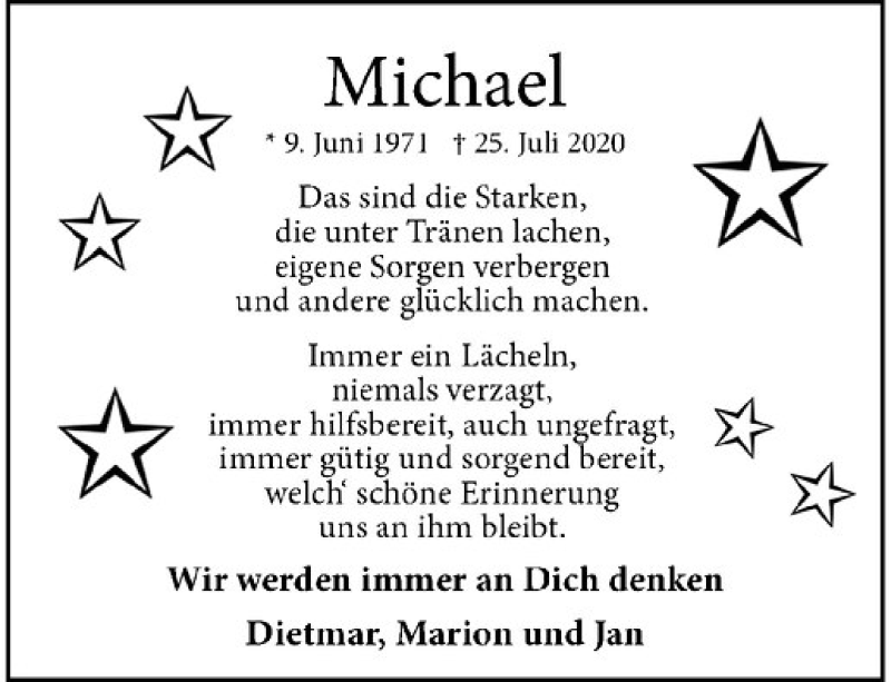  Traueranzeige für Michael Schoppen vom 29.07.2020 aus Westfälische Nachrichten