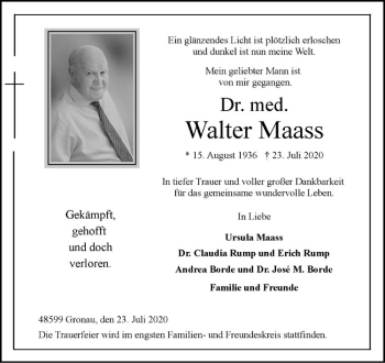 Anzeige von Walter Maass von Westfälische Nachrichten