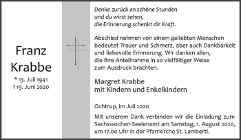 Anzeige von Franz Krabbe von Westfälische Nachrichten