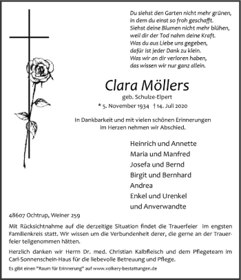 Anzeige von Clara Möllers von Westfälische Nachrichten