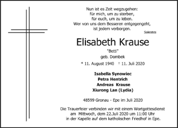 Anzeige von Elisabeth 
