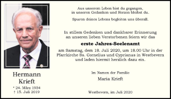 Anzeige von Hermann Krieft von Westfälische Nachrichten