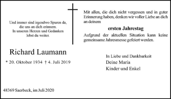 Anzeige von Richard Laumann von Westfälische Nachrichten