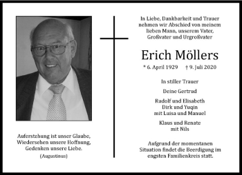 Anzeige von Erich Möllers von Westfälische Nachrichten
