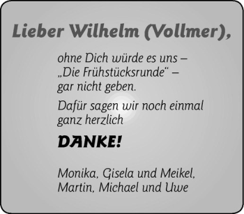 Anzeige von Wilhelm Vollmer von Westfälische Nachrichten