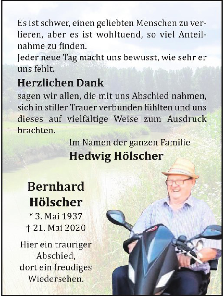  Traueranzeige für Bernhard Hölscher vom 18.07.2020 aus Westfälische Nachrichten