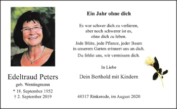 Anzeige von Edeltraud Peters von Westfälische Nachrichten