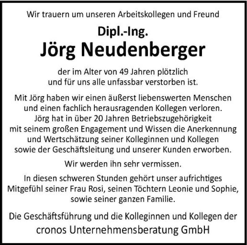  Traueranzeige für Jörg Neudenberger vom 15.08.2020 aus Westfälische Nachrichten