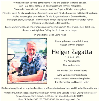 Anzeige von Helger Zagatta von Westfälische Nachrichten