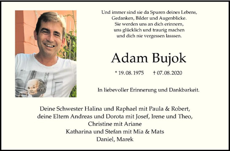  Traueranzeige für Adam Bujok vom 14.08.2020 aus Westfälische Nachrichten