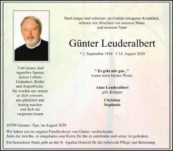 Anzeige von Günter Leuderalbert von Westfälische Nachrichten