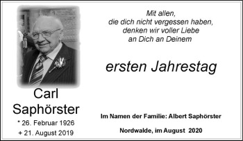 Anzeige von Carl Saphörster von Westfälische Nachrichten