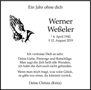 Anzeige von Werner Weßeler von Westfälische Nachrichten
