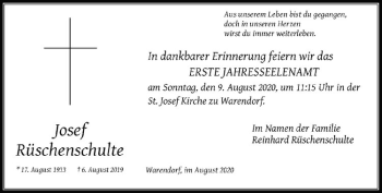 Anzeige von Josef Rüschenschulte von Westfälische Nachrichten