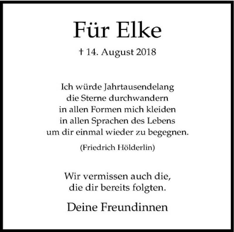  Traueranzeige für Elke Collatz vom 14.08.2020 aus Westfälische Nachrichten
