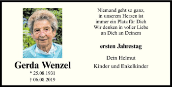 Anzeige von Gerda Wenzel von Westfälische Nachrichten