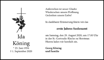 Anzeige von Ida Köning von Westfälische Nachrichten