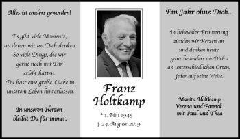 Anzeige von Franz Holtkamp von Westfälische Nachrichten