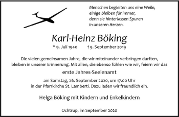 Anzeige von Karl-Heinz Böking von Westfälische Nachrichten