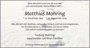 Anzeige von Matthias Mohring von Westfälische Nachrichten
